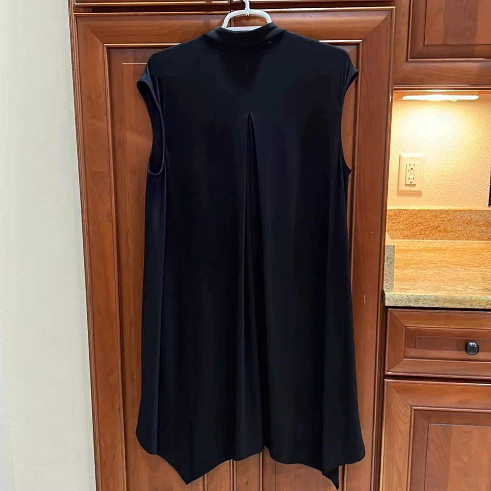 Last Tango Black Asymmetrical Tunic Dress with Front Pleat - Picture 2 of 4